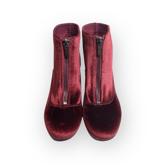 new Circus Sam Edelman ❁ Vanessa Zipper Velvet Ankle Boots Booties ❁ Burgundy - Picture 9 of 16